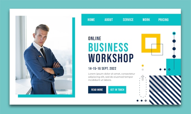 Modelo de web de oficina de negócios de design plano