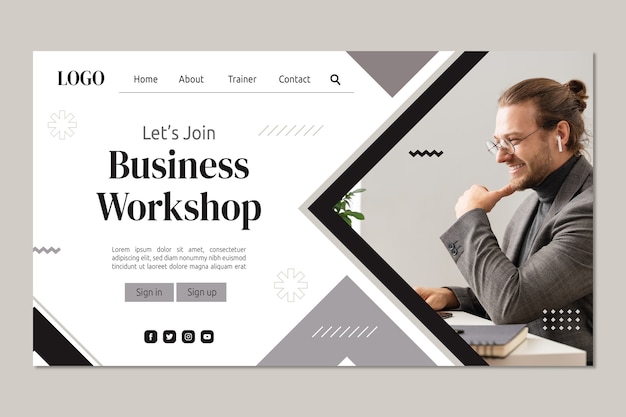 Modelo de web de oficina de negócios de design plano