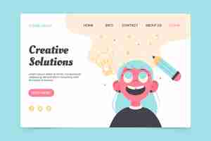 Vetor grátis modelo de web plana de soluções criativas