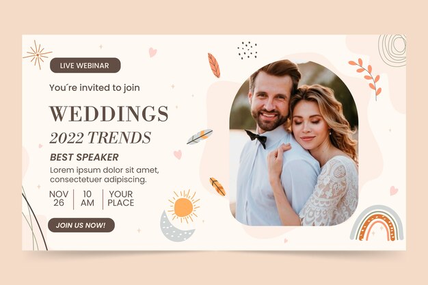 Modelo de webinar boho desenhado à mão