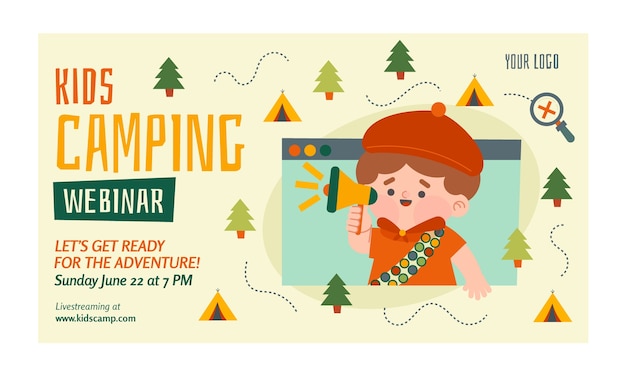 Modelo de webinar de acampamento de verão plano