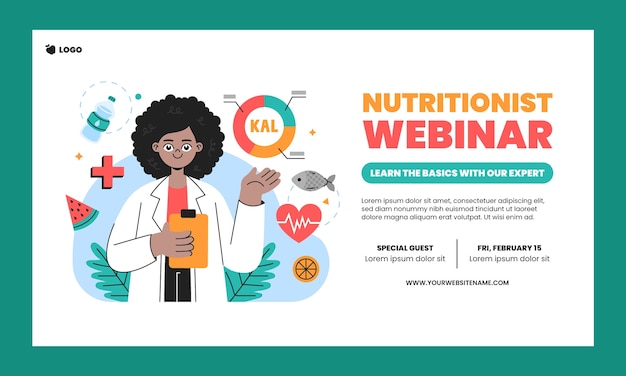 Vetor grátis modelo de webinar de ajuda para nutricionista