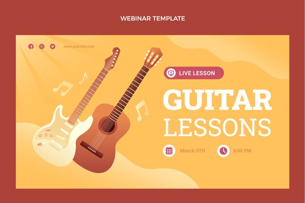 Vetor grátis modelo de webinar de aulas de guitarra gradiente