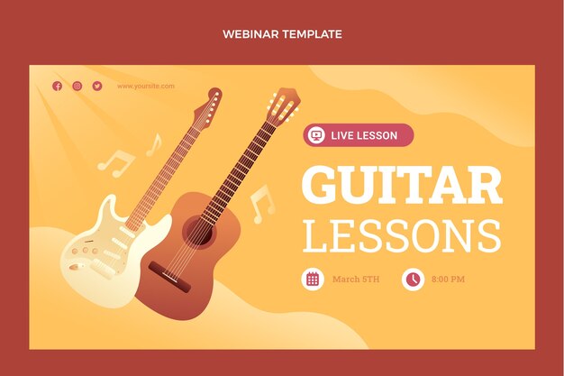 Modelo de webinar de aulas de guitarra gradiente