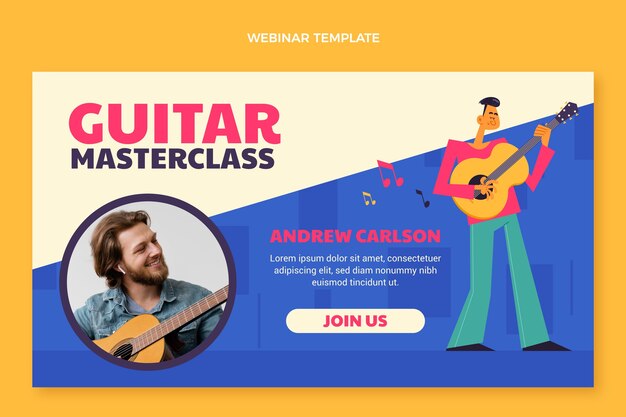Modelo de webinar de aulas de guitarra plana