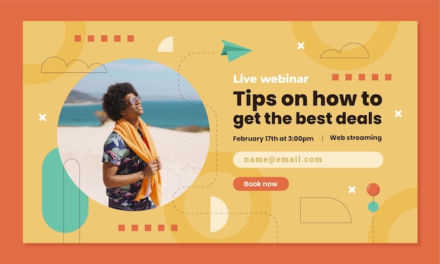 Vetor grátis modelo de webinar de aventura em viagem