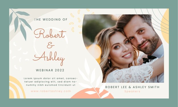 Modelo de webinar de casamento plano desenhado à mão