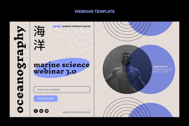 Vetor grátis modelo de webinar de ciência de design plano