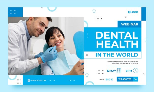 Modelo de webinar de clínica odontológica de design plano