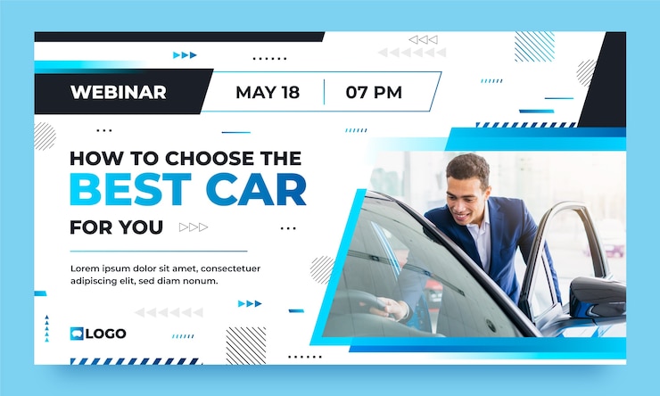 Vetor grátis modelo de webinar de concessionária de automóveis