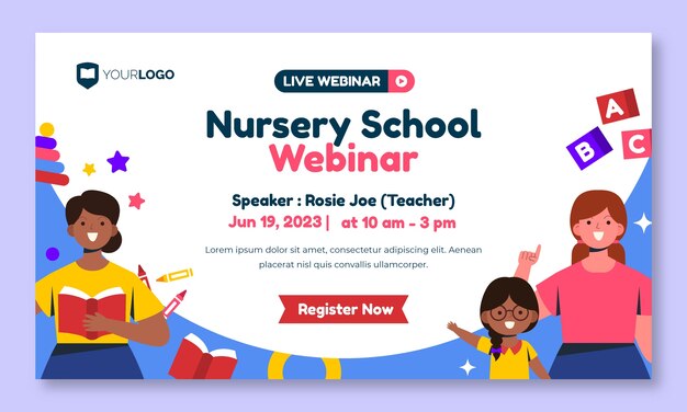 Modelo de webinar de creche plana