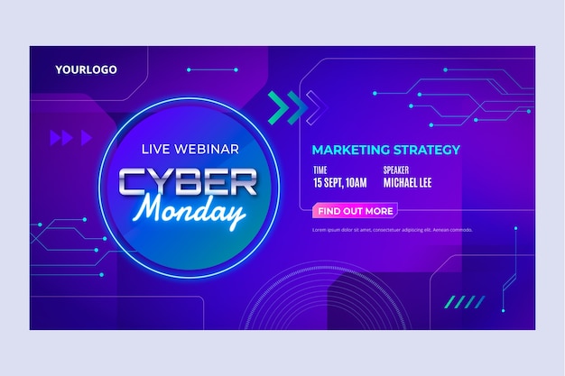 Vetor grátis modelo de webinar de cyber segunda-feira