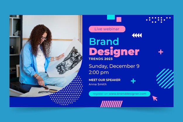 Vetor grátis modelo de webinar de designer gráfico de design plano
