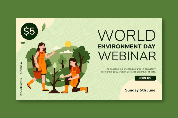 Vetor grátis modelo de webinar de dia do ambiente desenhado à mão