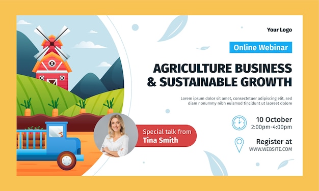 Vetor grátis modelo de webinar de empresa de negócios agrícolas