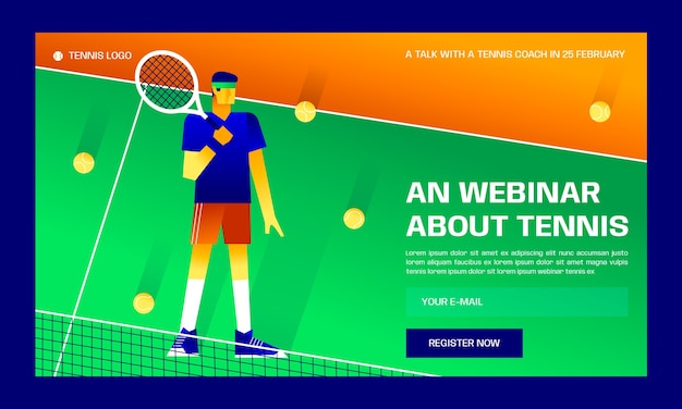 Modelo de webinar de esporte e atividade de tênis