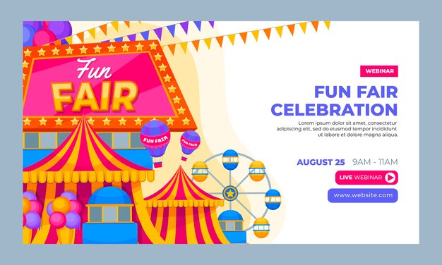 Modelo de webinar de festival de feira de diversões e parque de diversões