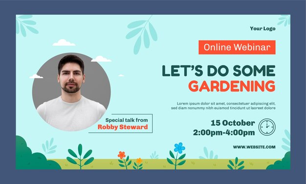 Modelo de webinar de jardinagem e jardinagem
