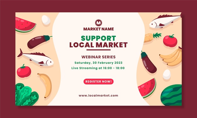 Modelo de webinar de negócios de mercado local plano