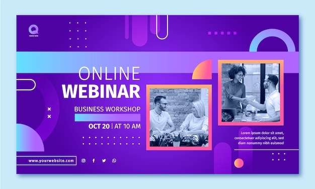 Vetor grátis modelo de webinar de oficina de negócios gradiente