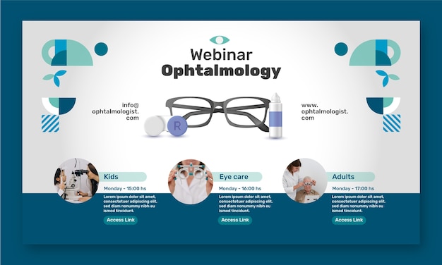 Vetor grátis modelo de webinar de oftalmologista realista