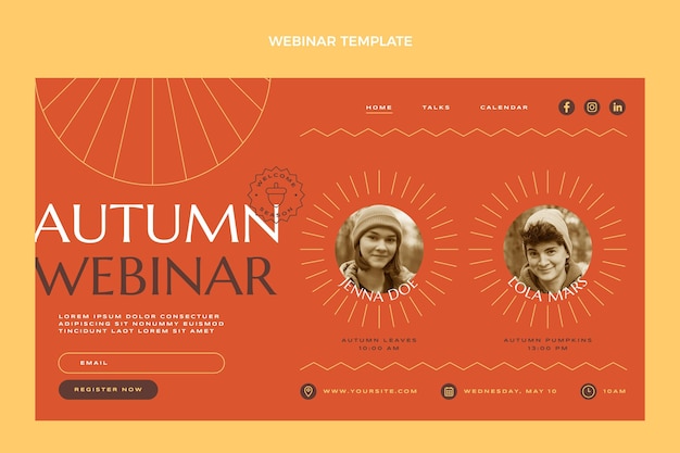 Modelo de webinar de outono plano