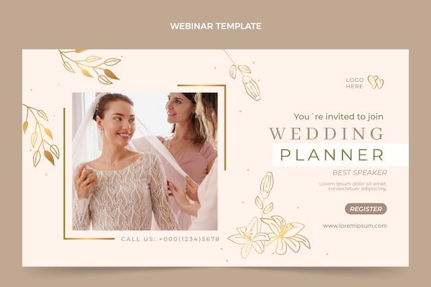 Vetor grátis modelo de webinar de planejador de casamento plano