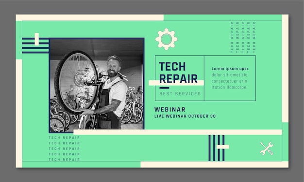 Vetor grátis modelo de webinar de reparação técnica