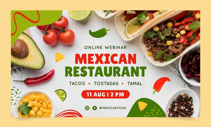 Modelo de webinar de restaurante de comida mexicana plana
