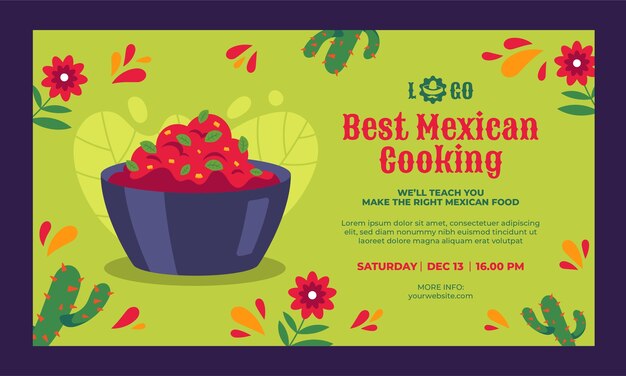 Vetor grátis modelo de webinar de restaurante mexicano desenhado à mão