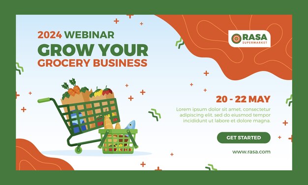 Modelo de webinar de supermercado de design plano