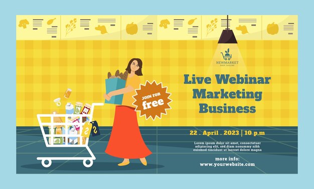 Modelo de webinar de supermercado plano