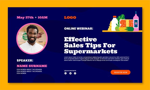 Modelo de webinar de supermercado plano