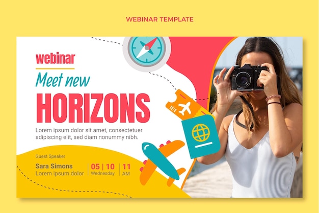 Vetor grátis modelo de webinar de viagens em estilo simples