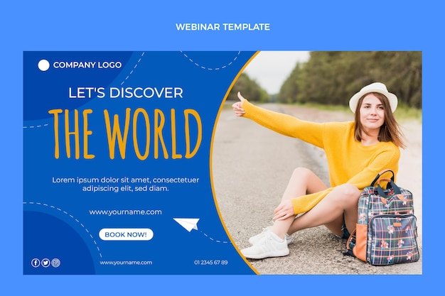 Vetor grátis modelo de webinar de viagens planas