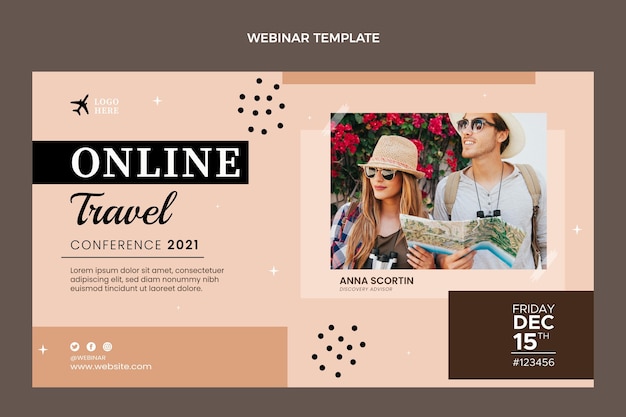 Vetor grátis modelo de webinar de viagens planas
