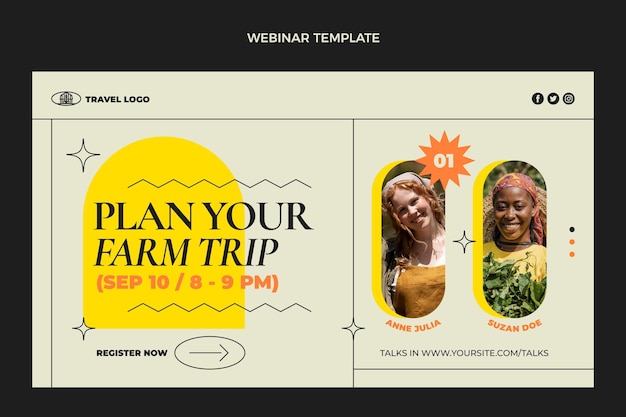 Modelo de webinar de viagens planas