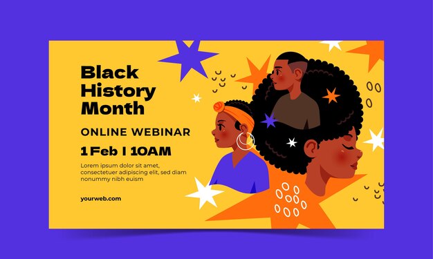 Vetor grátis modelo de webinar do mês da história negra desenhado à mão