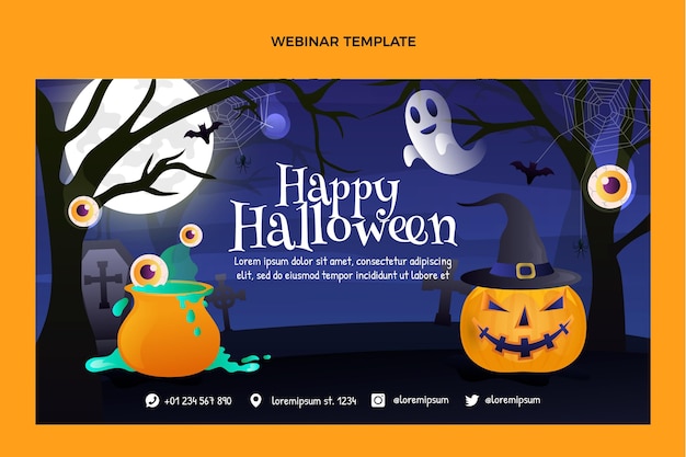 Vetor grátis modelo de webinar gradiente de halloween