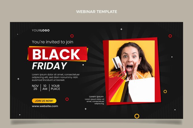 Modelo de webinar na sexta-feira preta plana
