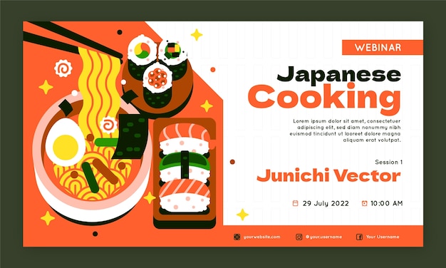 Vetor grátis modelo de webinar para restaurante tradicional japonês