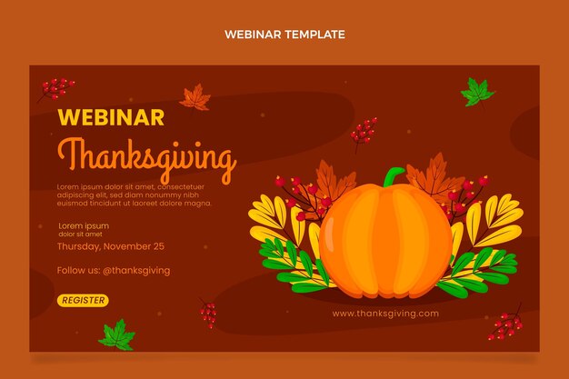 Vetor grátis modelo de webinar plano de ação de graças
