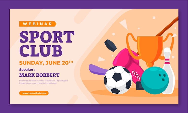 Vetor grátis modelo de webinar plano para clube esportivo