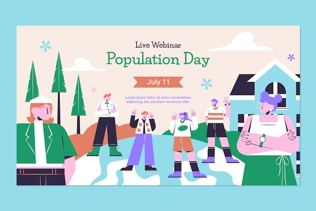 Vetor grátis modelo de webinar plano para o dia mundial da população