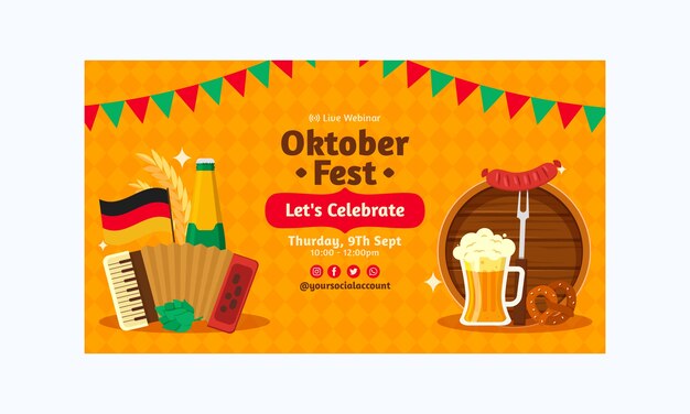 Vetor grátis modelo de webinar plano para o festival oktoberfest