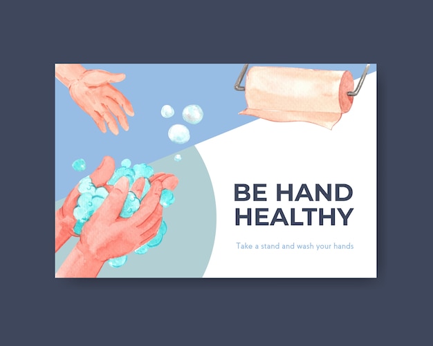 Vetor grátis modelo do facebook com design de conceito global do dia da lavagem das mãos