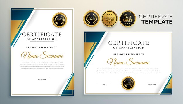 modelo elegante de certificado de conquista para reconhecimento ou honra corporativa