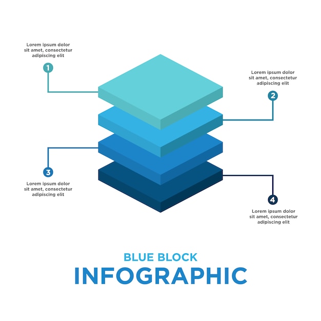 Modelo infográfico de bloco azul