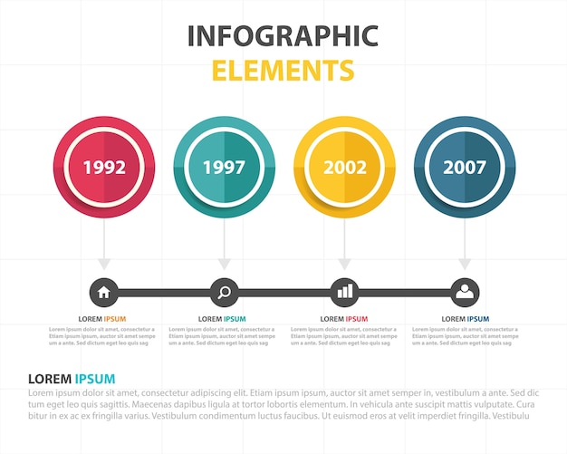 Modelo infográfico de negócios de círculos abstratos coloridos