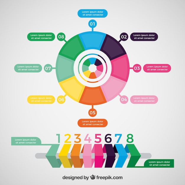 Modelo infográfico plano com design circular